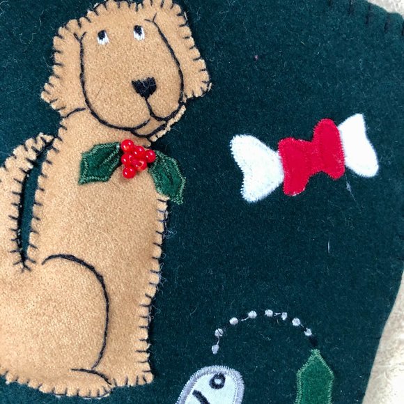 C & F Creations 20" 3D TOP Dog FELT Christmas Stocking Plush Textured Joy New - Picture 3 of 11